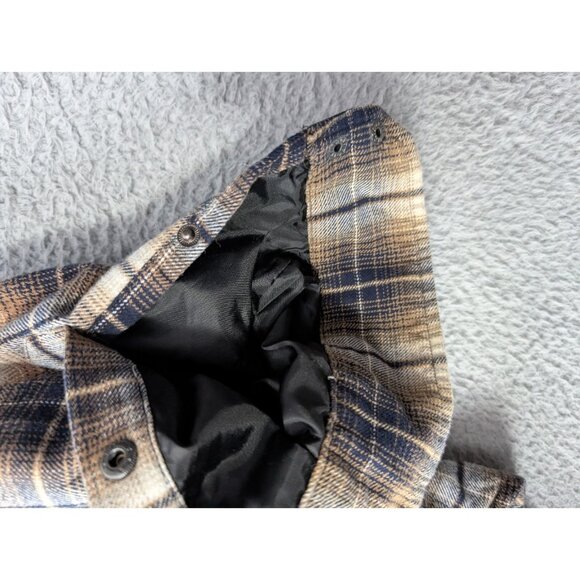 Dakota Grizzly Flannel Shirt Jacket Mens XL Brown Plaid Lined Snap Front Shacket - Picture 10 of 11